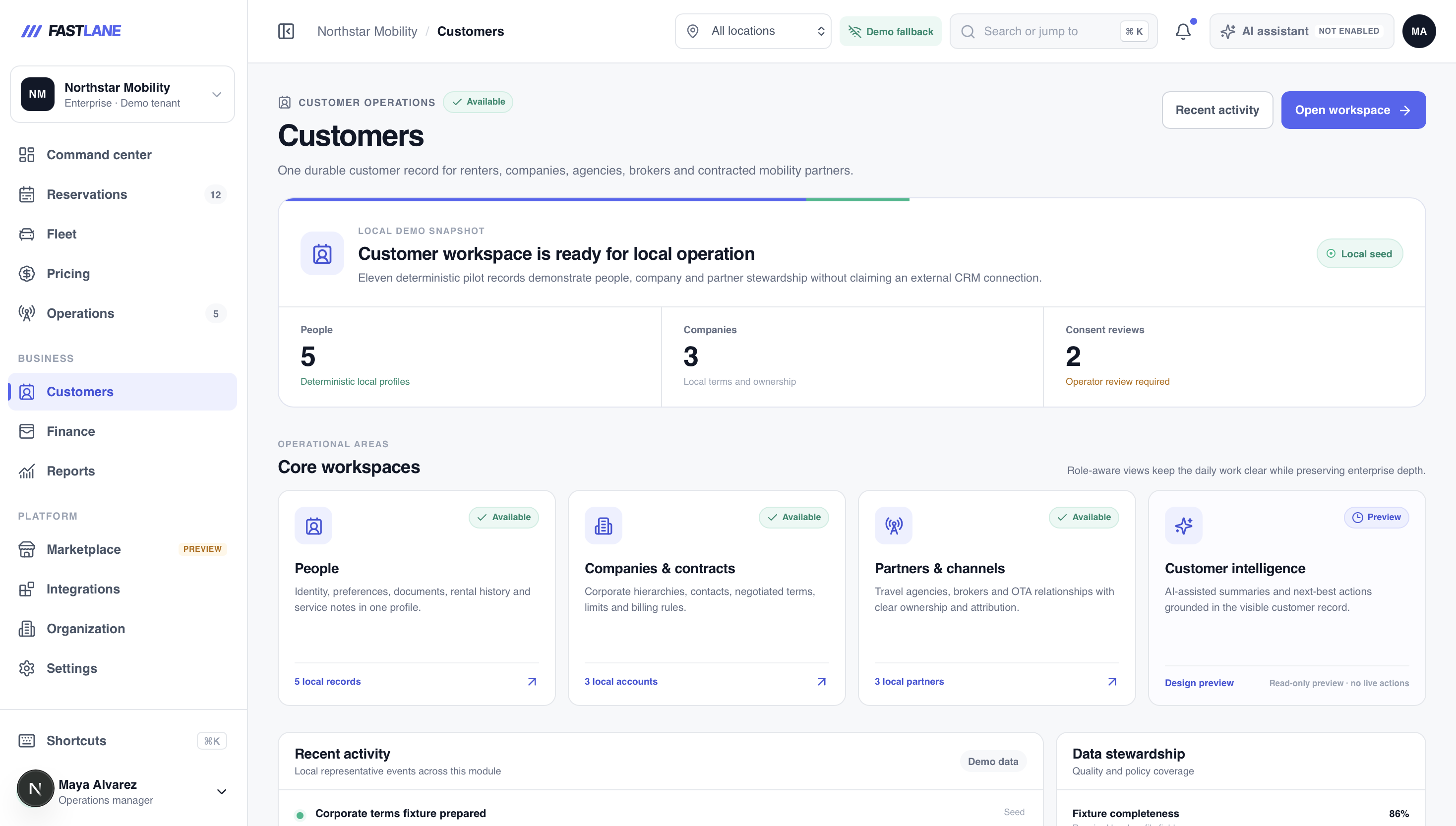 LAREVONT mobile rental operations interface across responsive device views